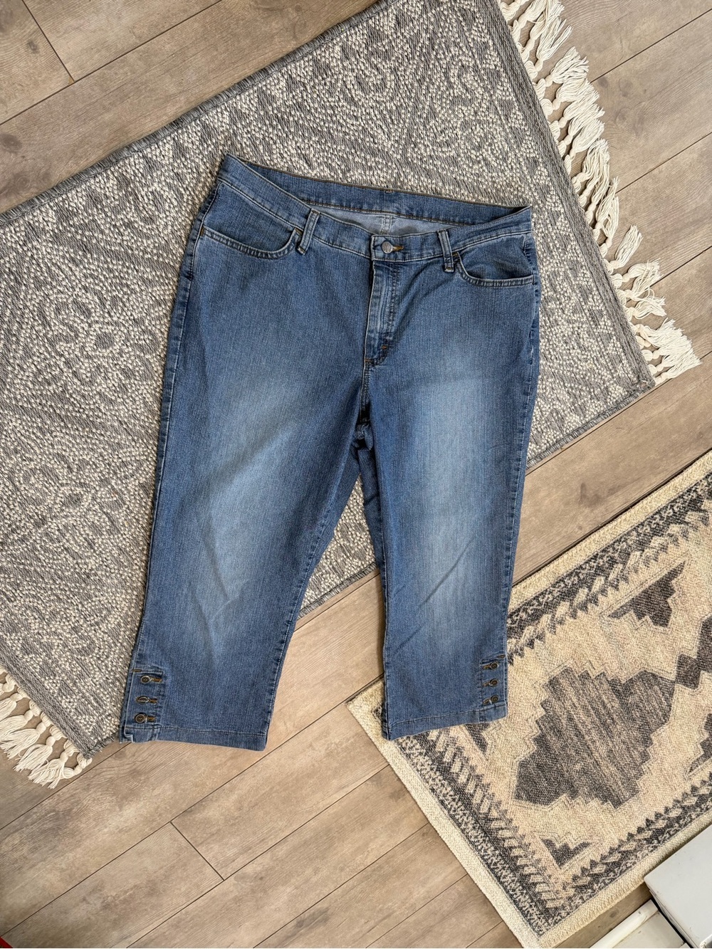 VTG Y2K Riders by Lee Medium Blue Ankle Crop Stretch Capri Jeans 16M